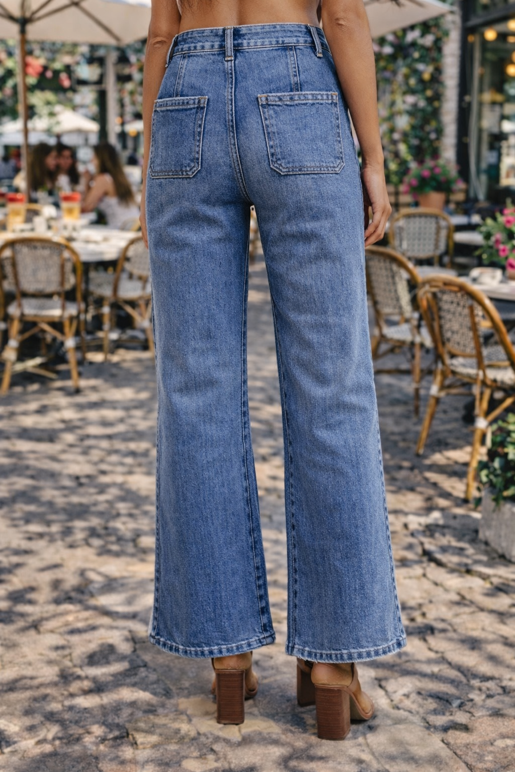 Medium wash pocket denim