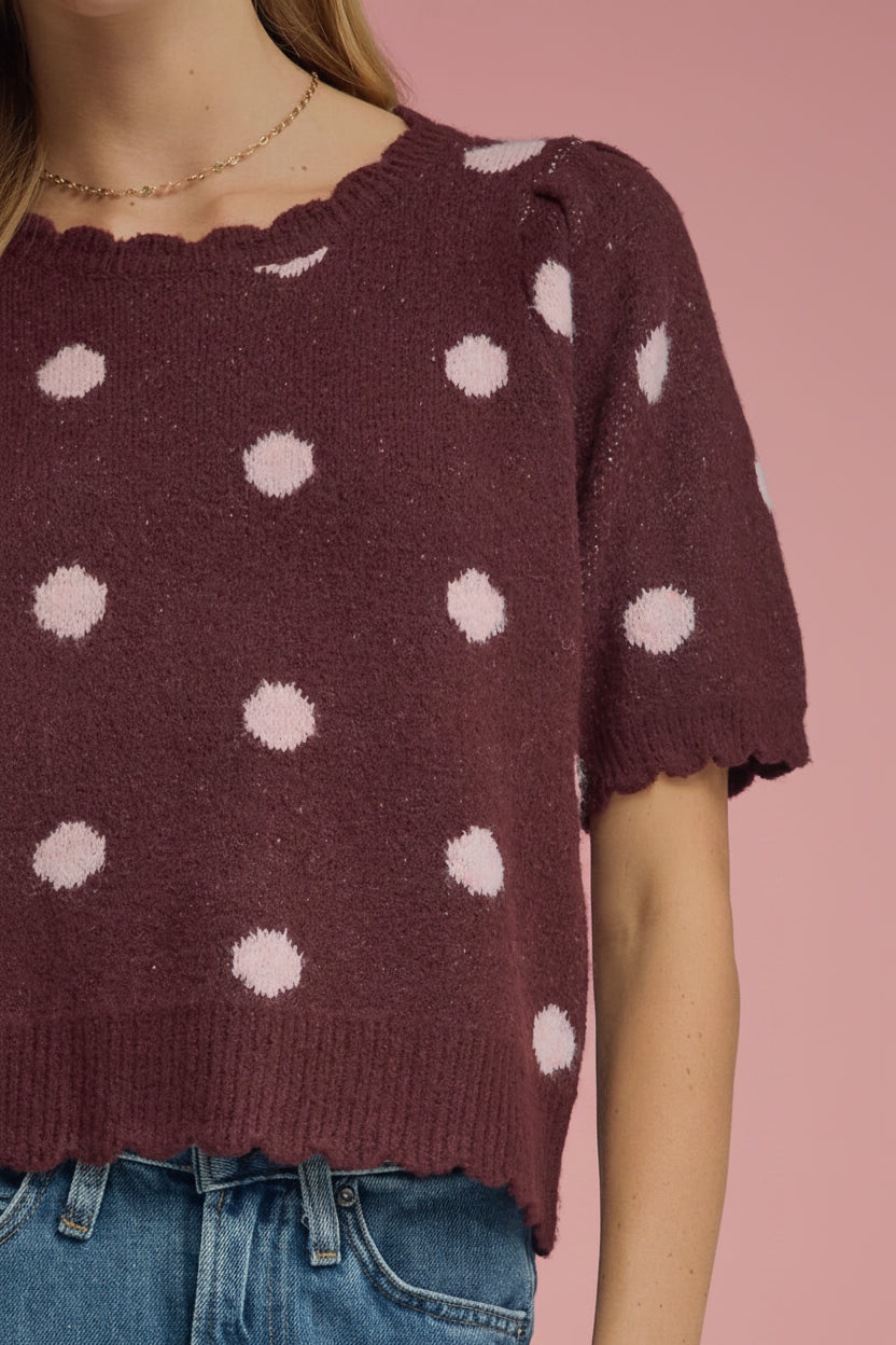 Sweet Spot Polka Dot Sweater Top
