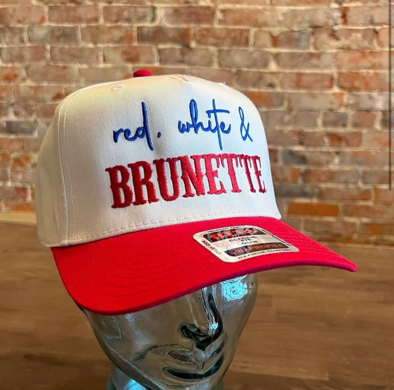 Red White & Brunette Hat