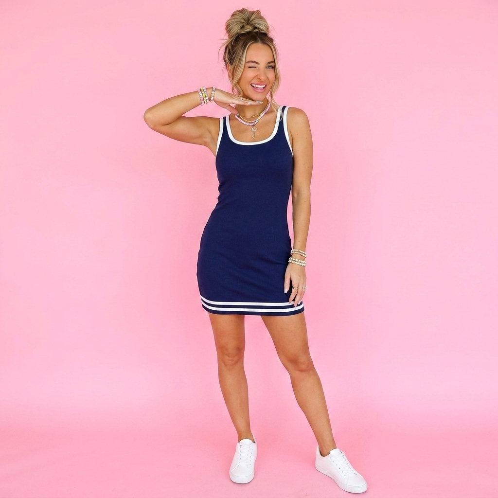 Pre order- Varsity Vibes Tank Dress- with shorts