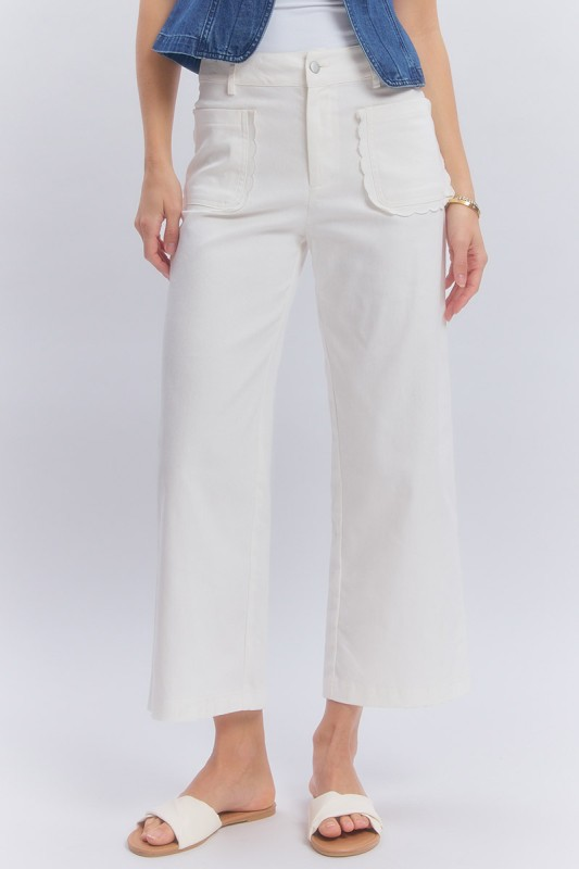 Scalloped Charm Wide Leg Cropped Pants