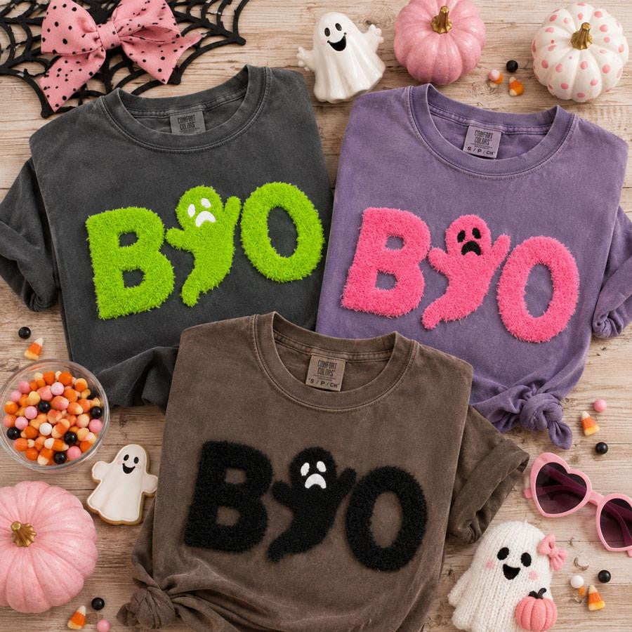 Fuzzy Boo Ghost Graphic Tee- pre order