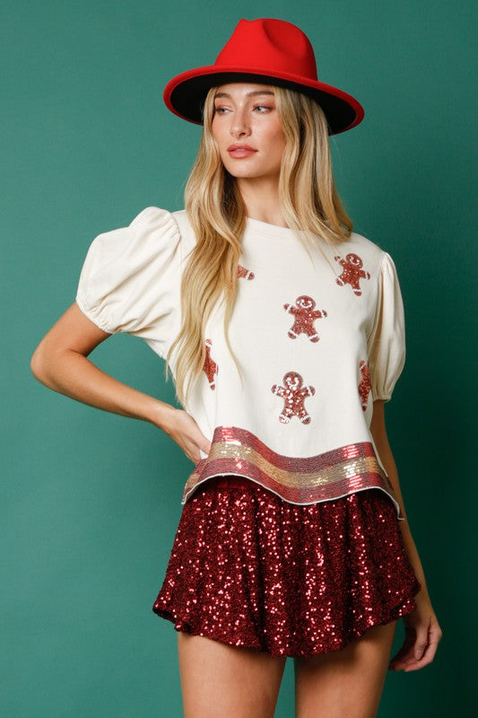 Wine and sequin skort