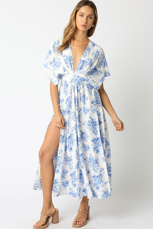 Blue floral maxi dress