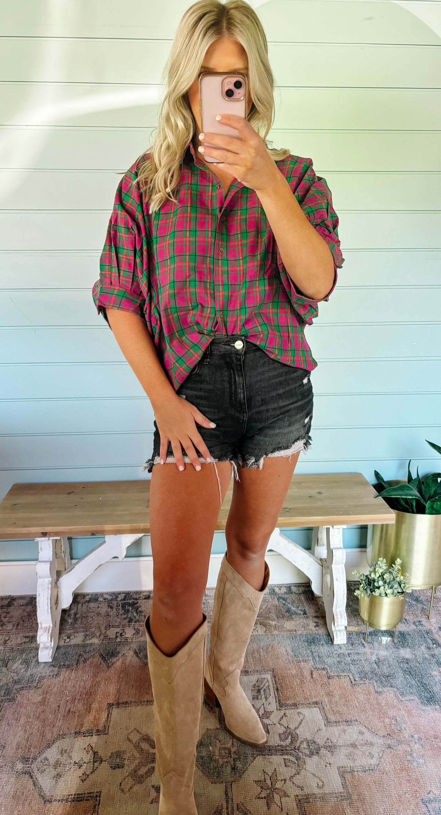 Oversized flannel top