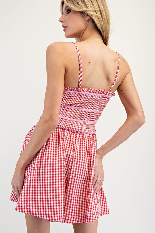 Red and pink trimmed romper