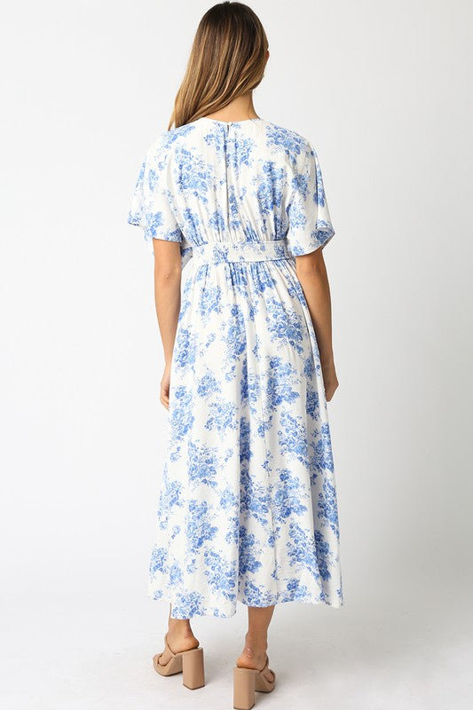 Blue floral maxi dress