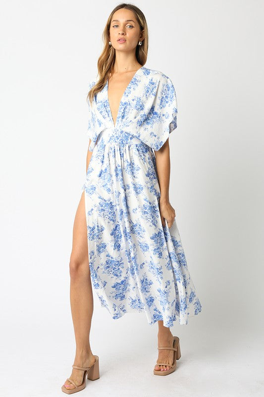 Blue floral maxi dress
