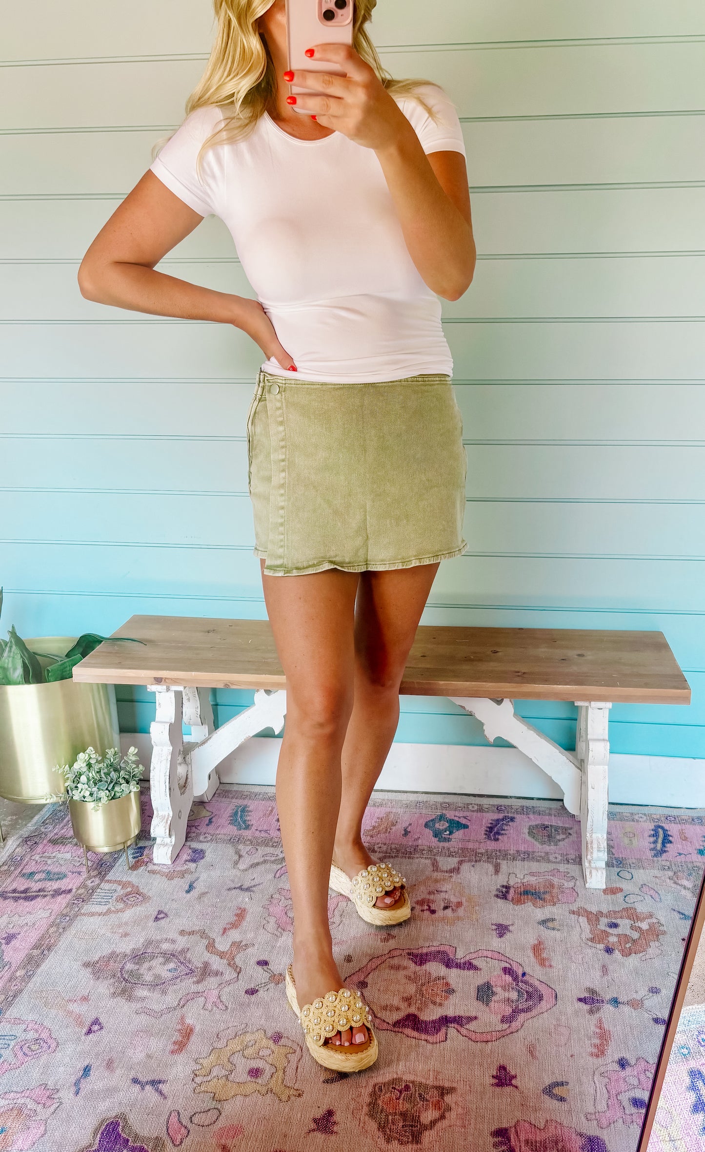 Olive washed skort