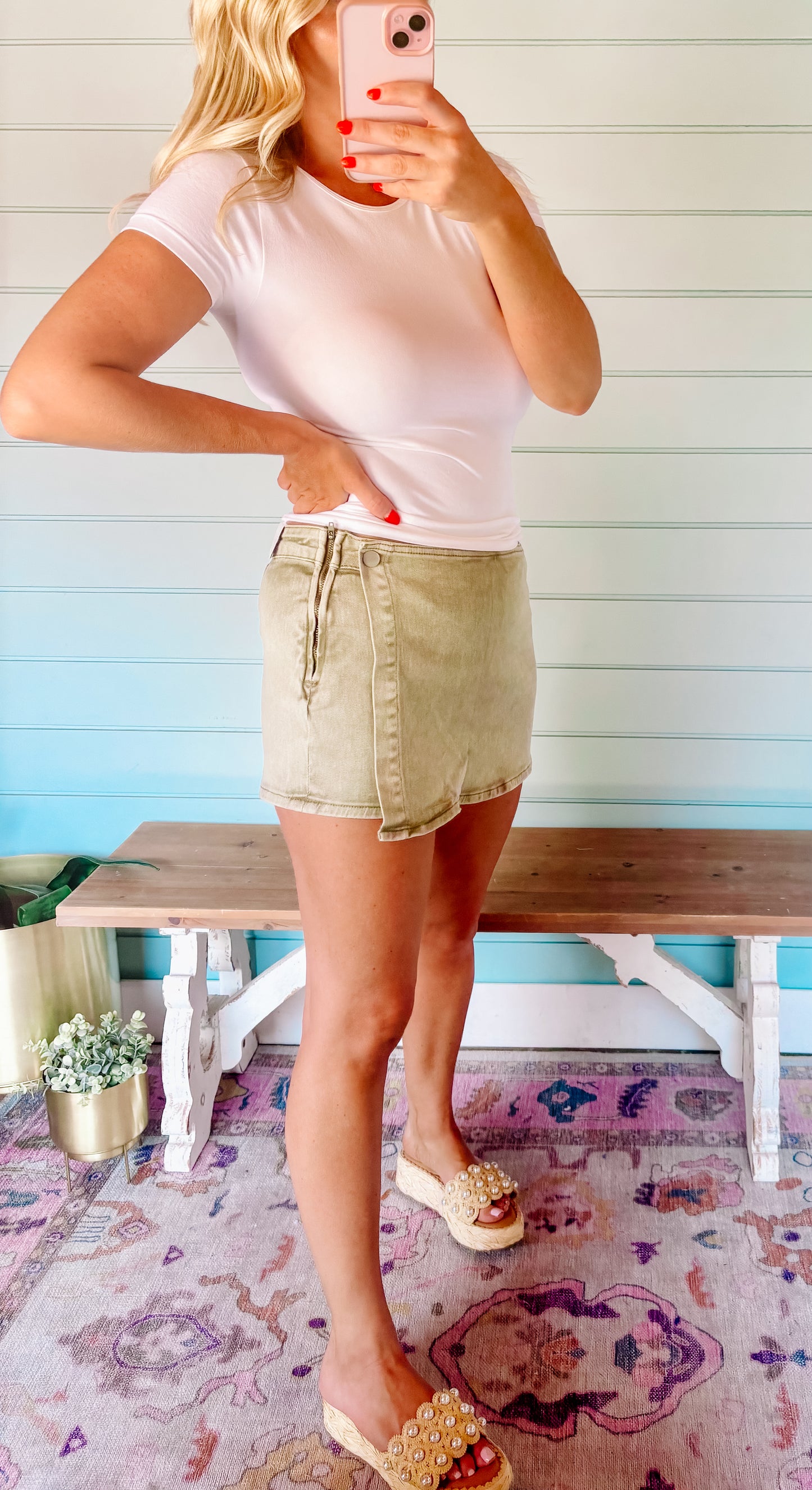 Olive washed skort