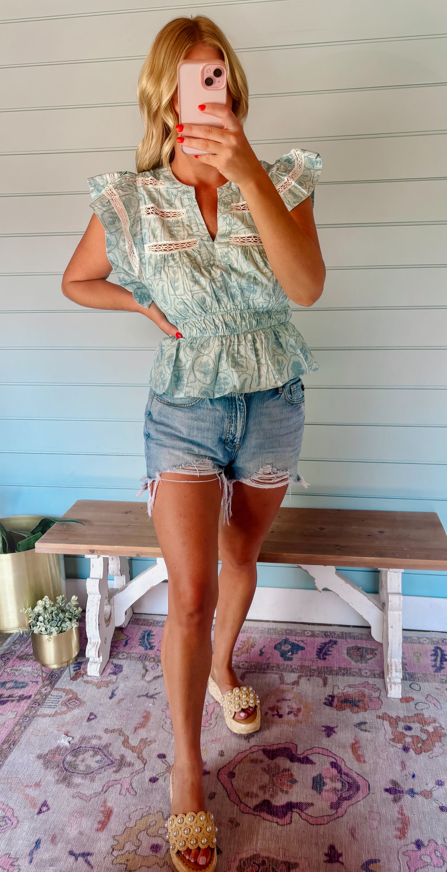 Blue peplum top