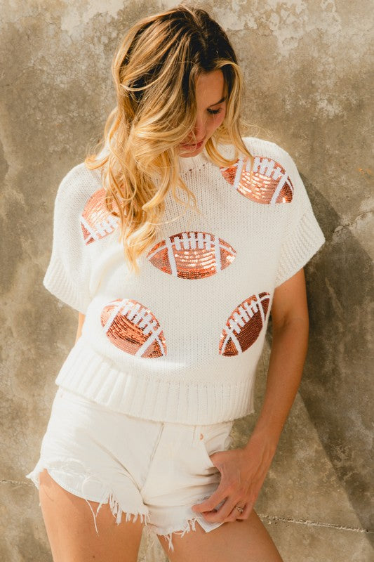 Sequin football knit top pre order