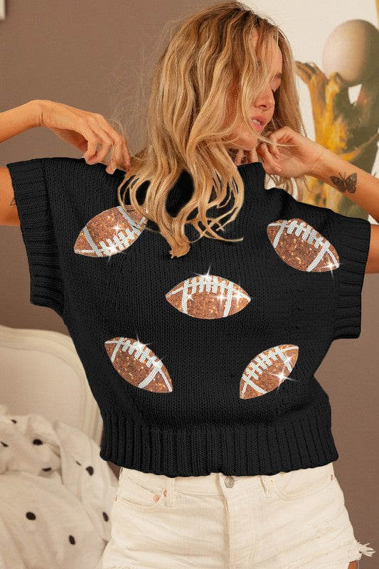 Sequin football knit top pre order