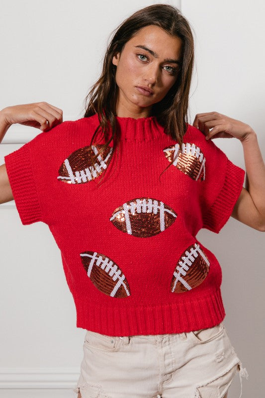 Sequin football knit top pre order