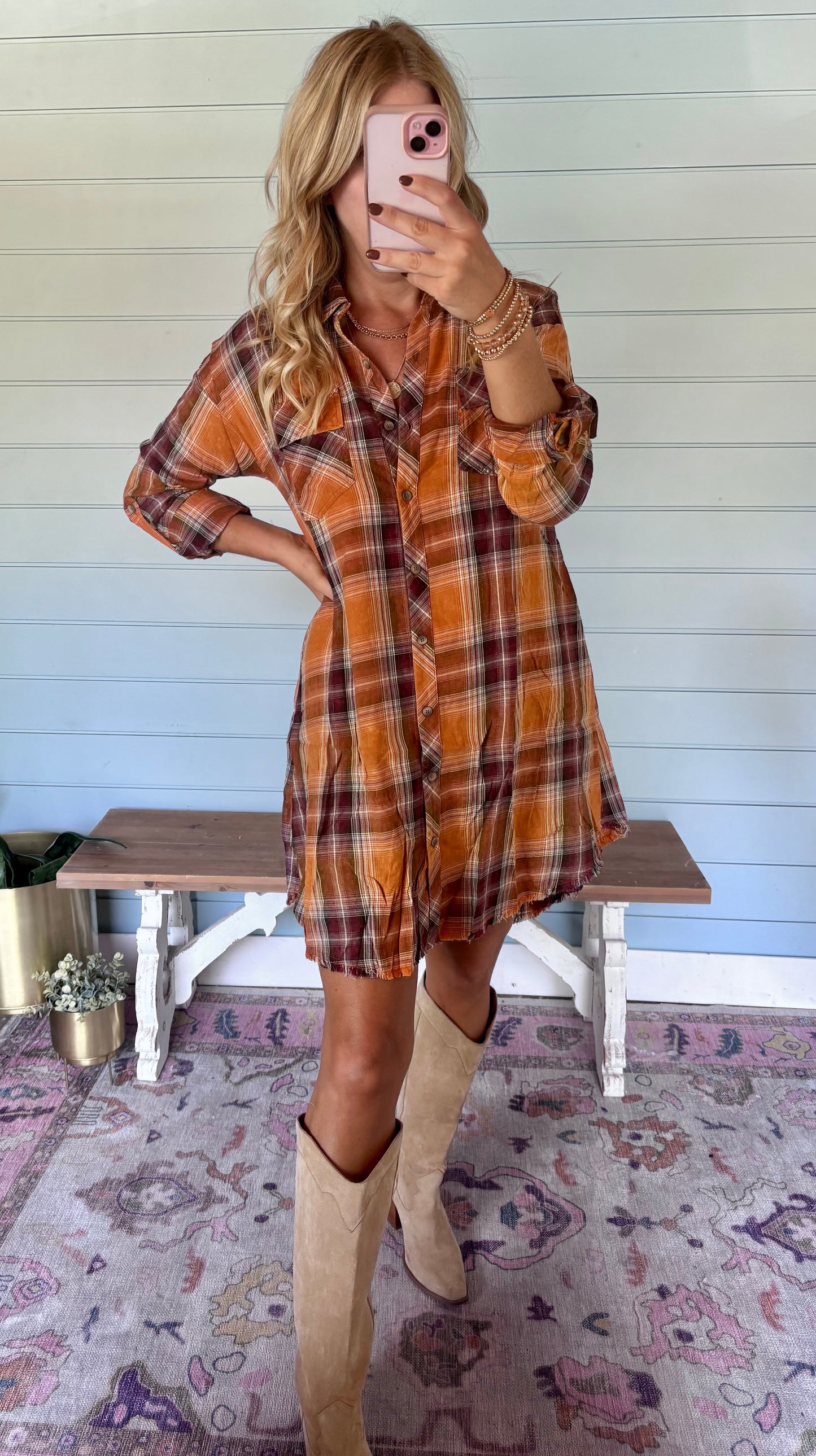 Flannel fall colors dress
