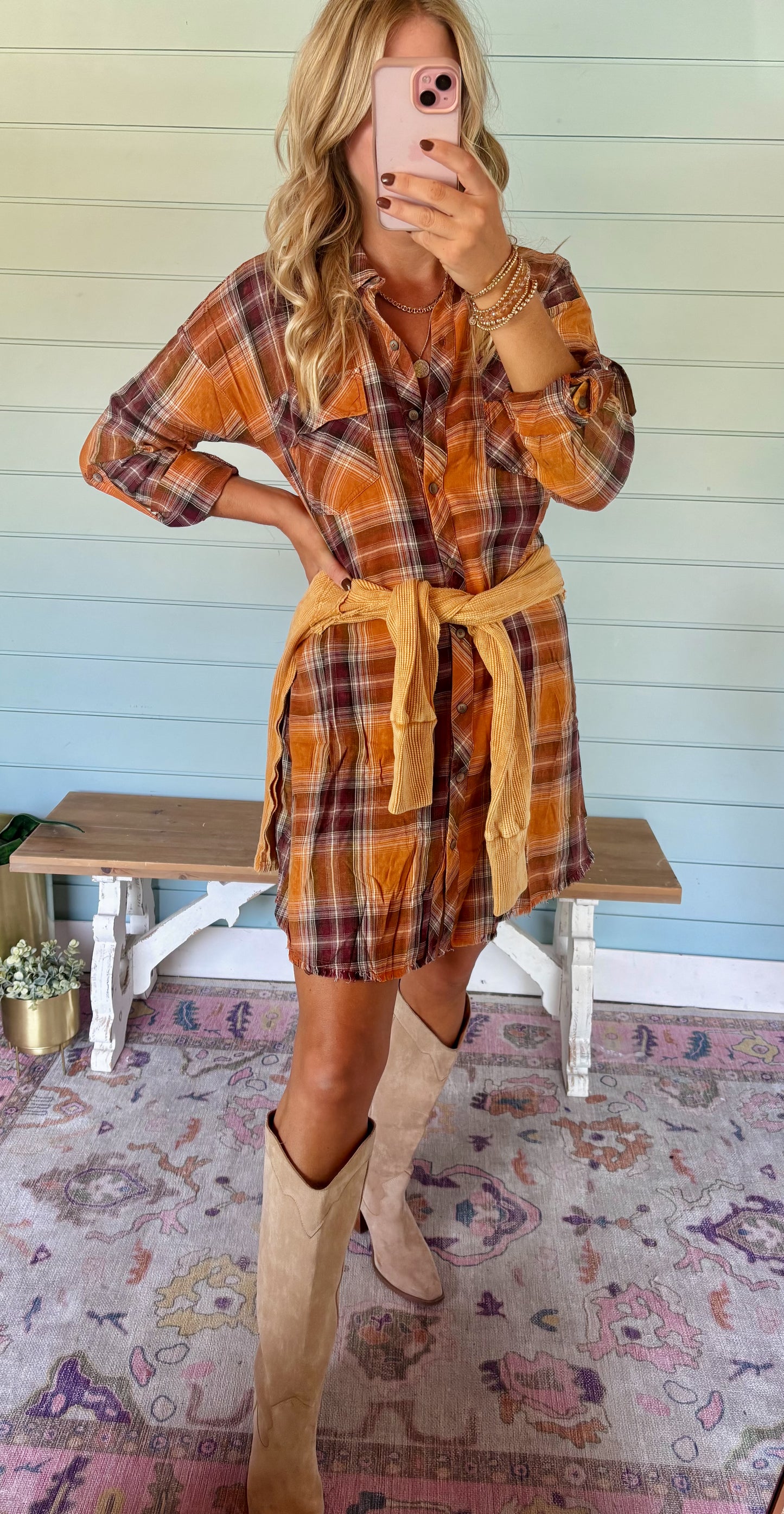 Flannel fall colors dress