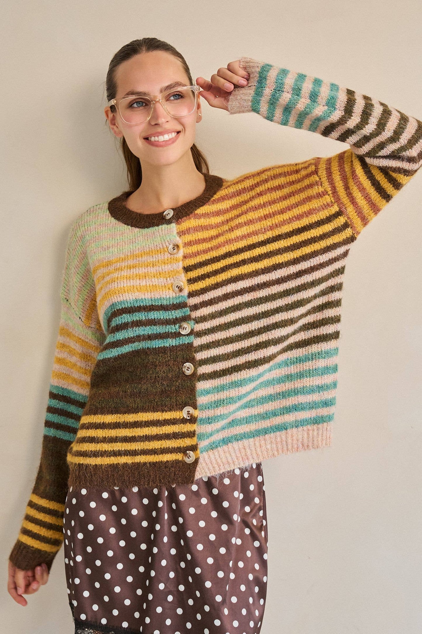 Tone and stripe cardigan