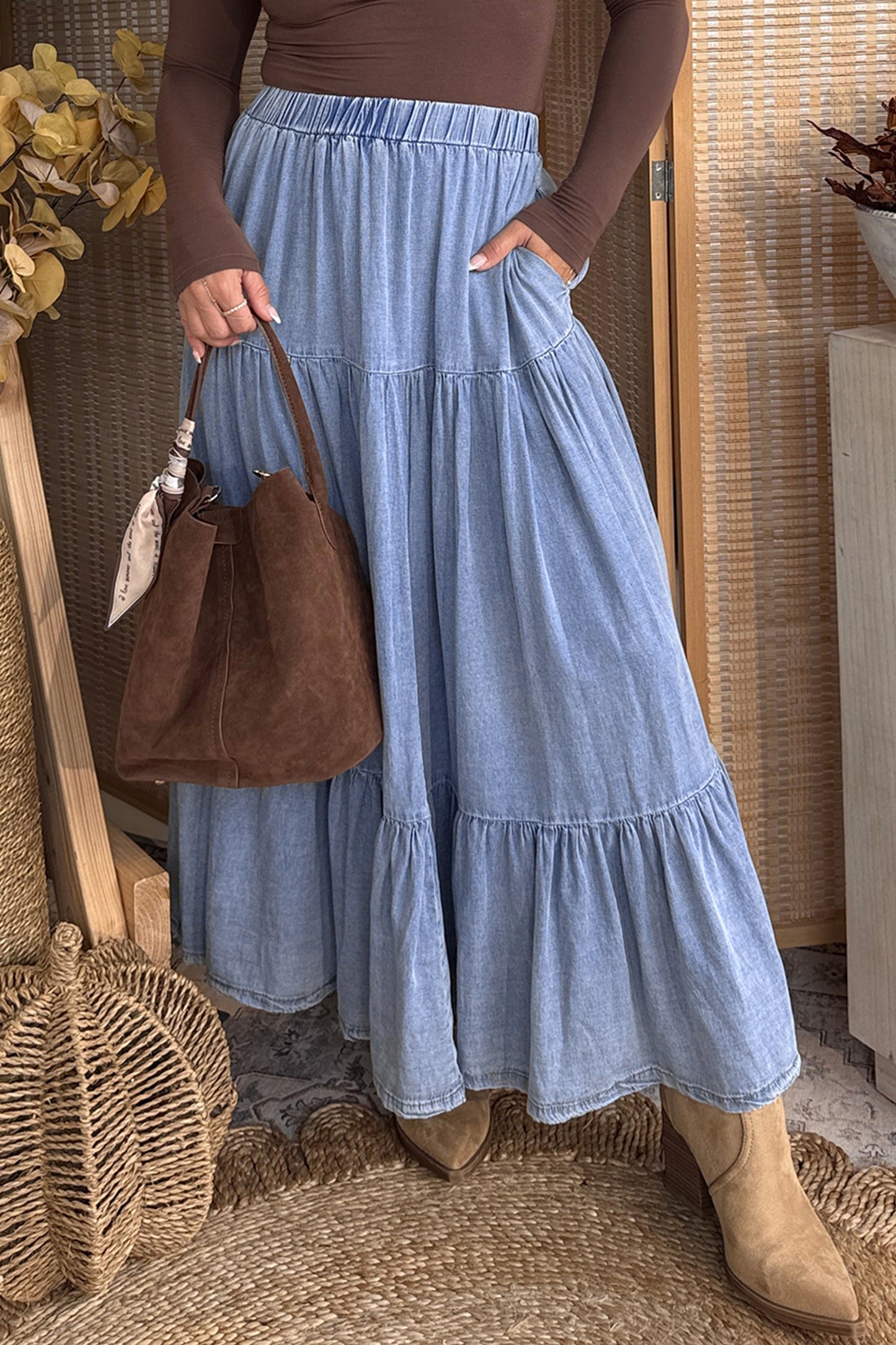 Beau Blue Denim Maxi Skirt