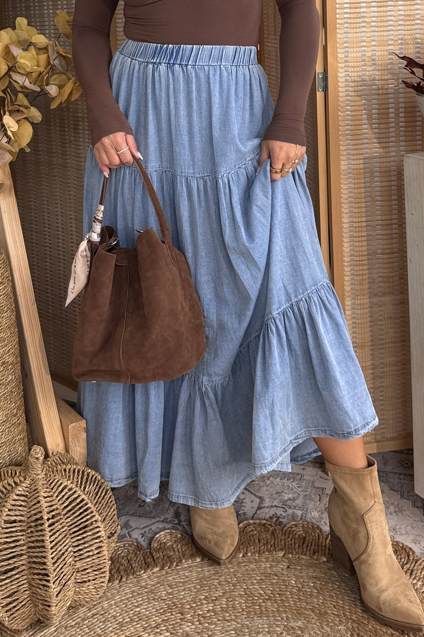 Beau Blue Denim Maxi Skirt