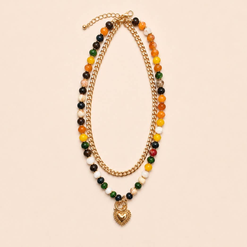 Multi Layer Pendant Resin Beaded Necklace