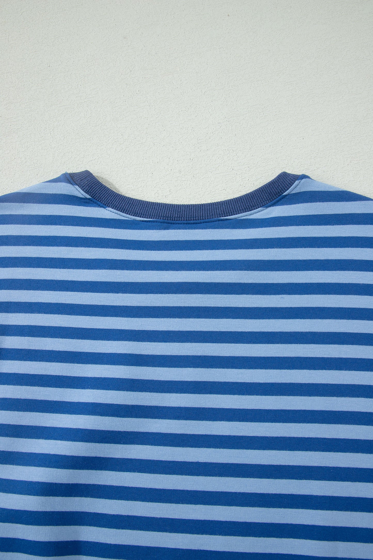 Blue Stripe Striped Ribbed Cotton Two-Piece Short Set