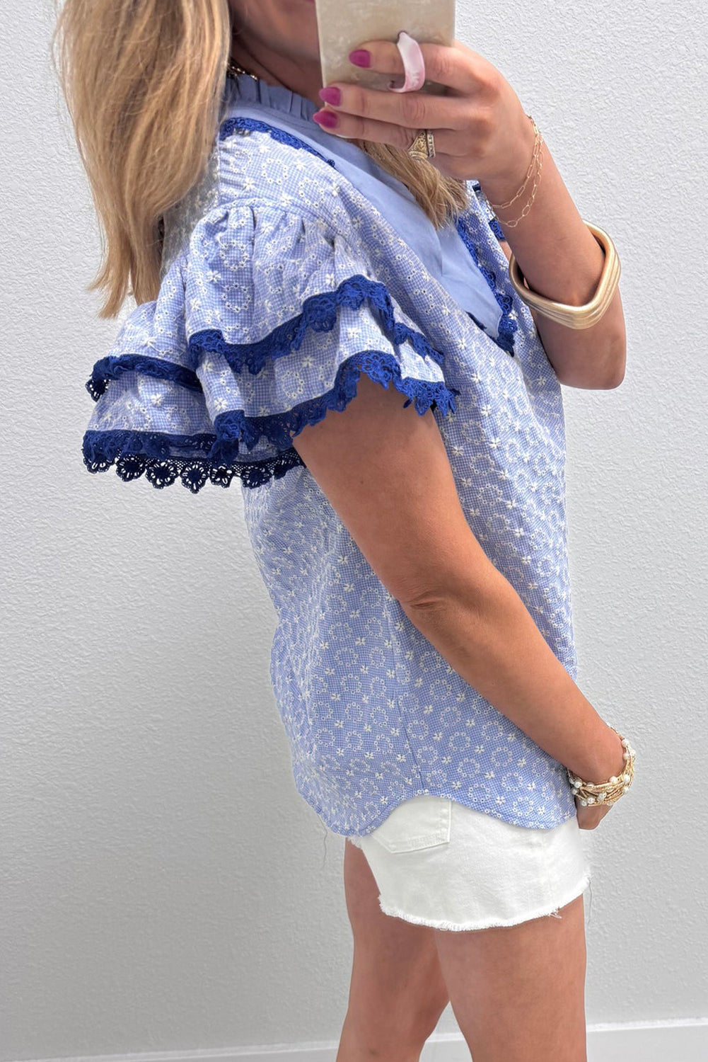Beau Blue Eyelet Blouse