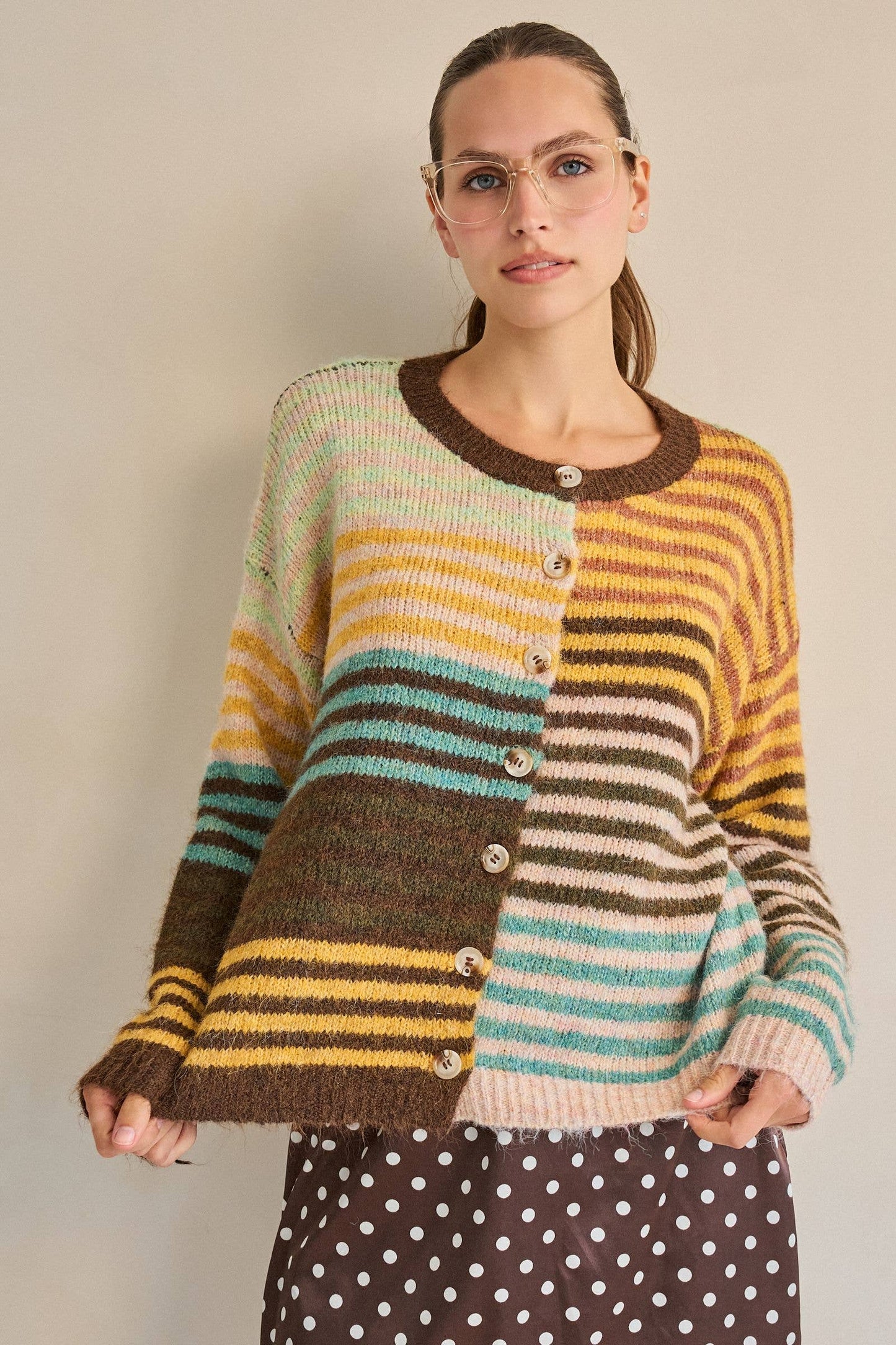 Tone and stripe cardigan