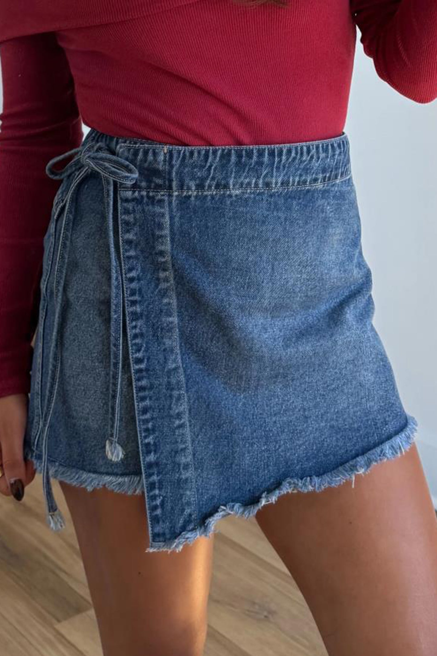 Ashleigh Blue Wrapped Tied Denim Skort