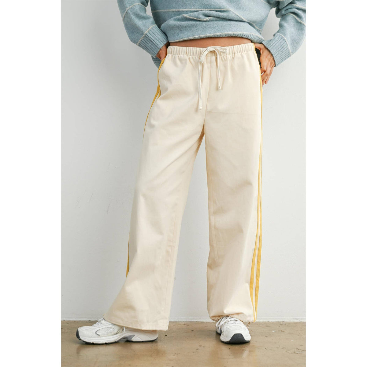 Striped Wide-Leg Drawstring
