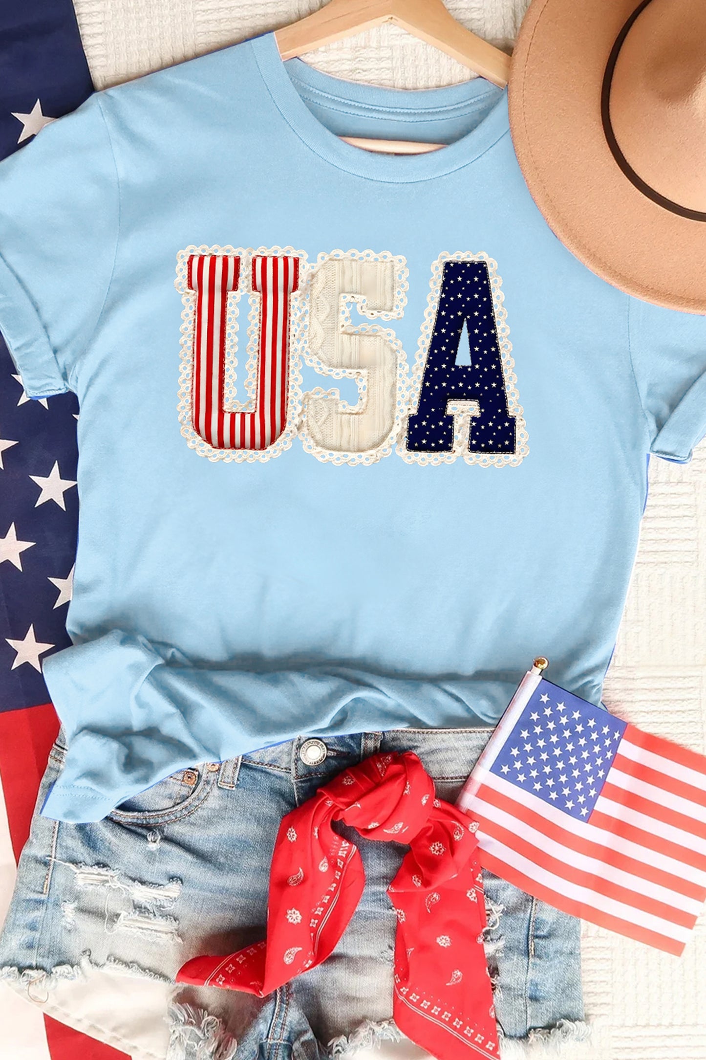 Light Blue USA Patriotic Shirt