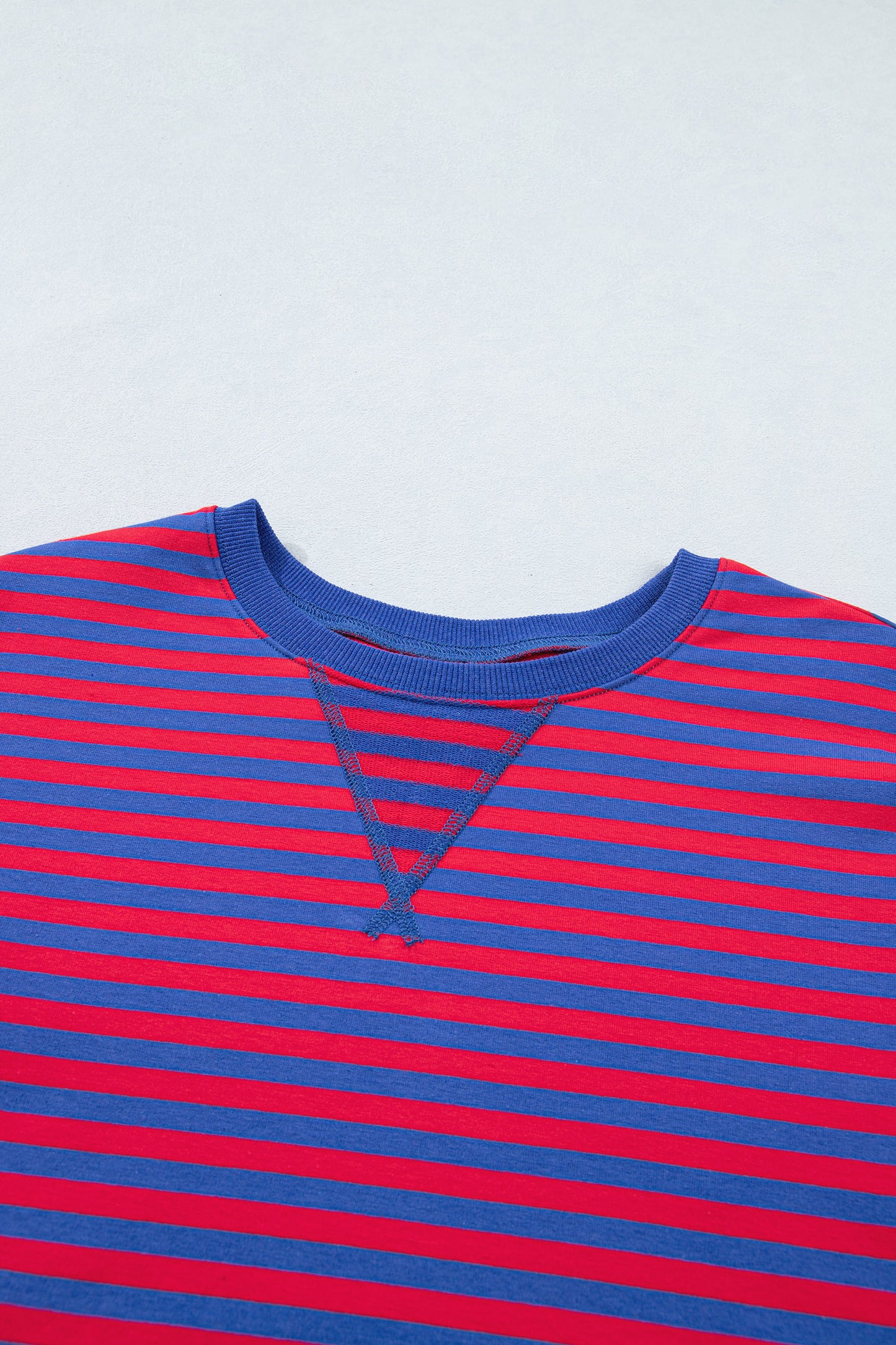 Navy Stripe Striped Ribbed Cotton Two-Piece Short Set