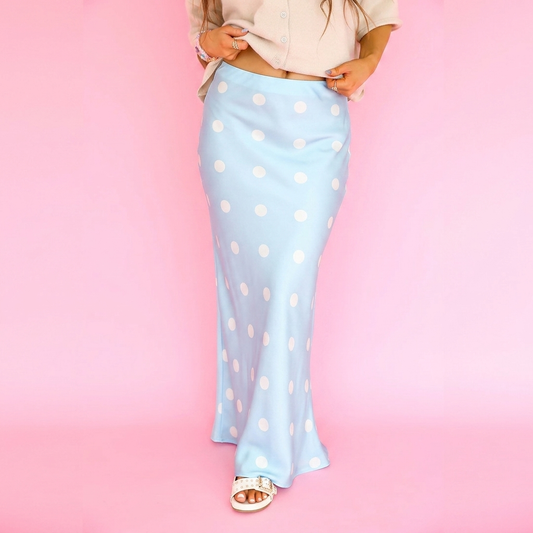 Bluebell Bliss Polka Dot Maxi Skirt