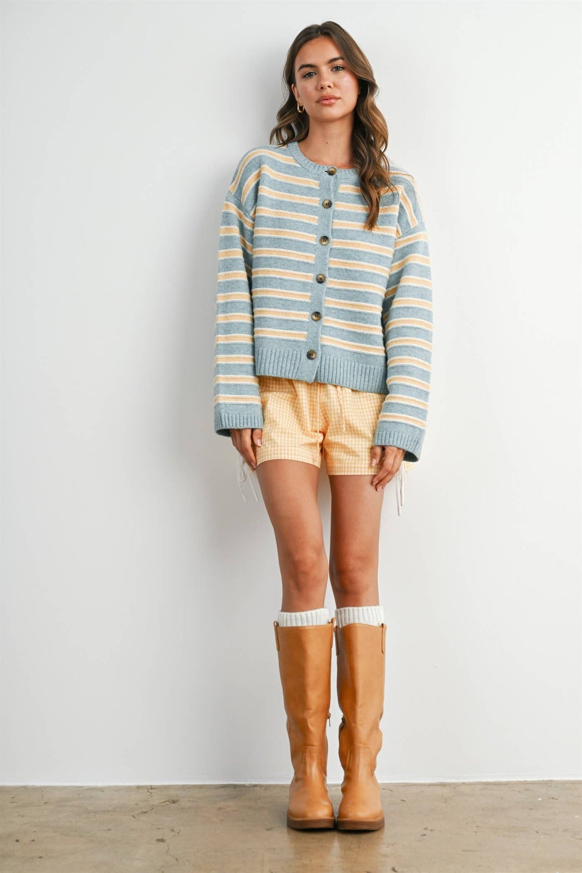 Cozy Stripe Button-Up Cardigan