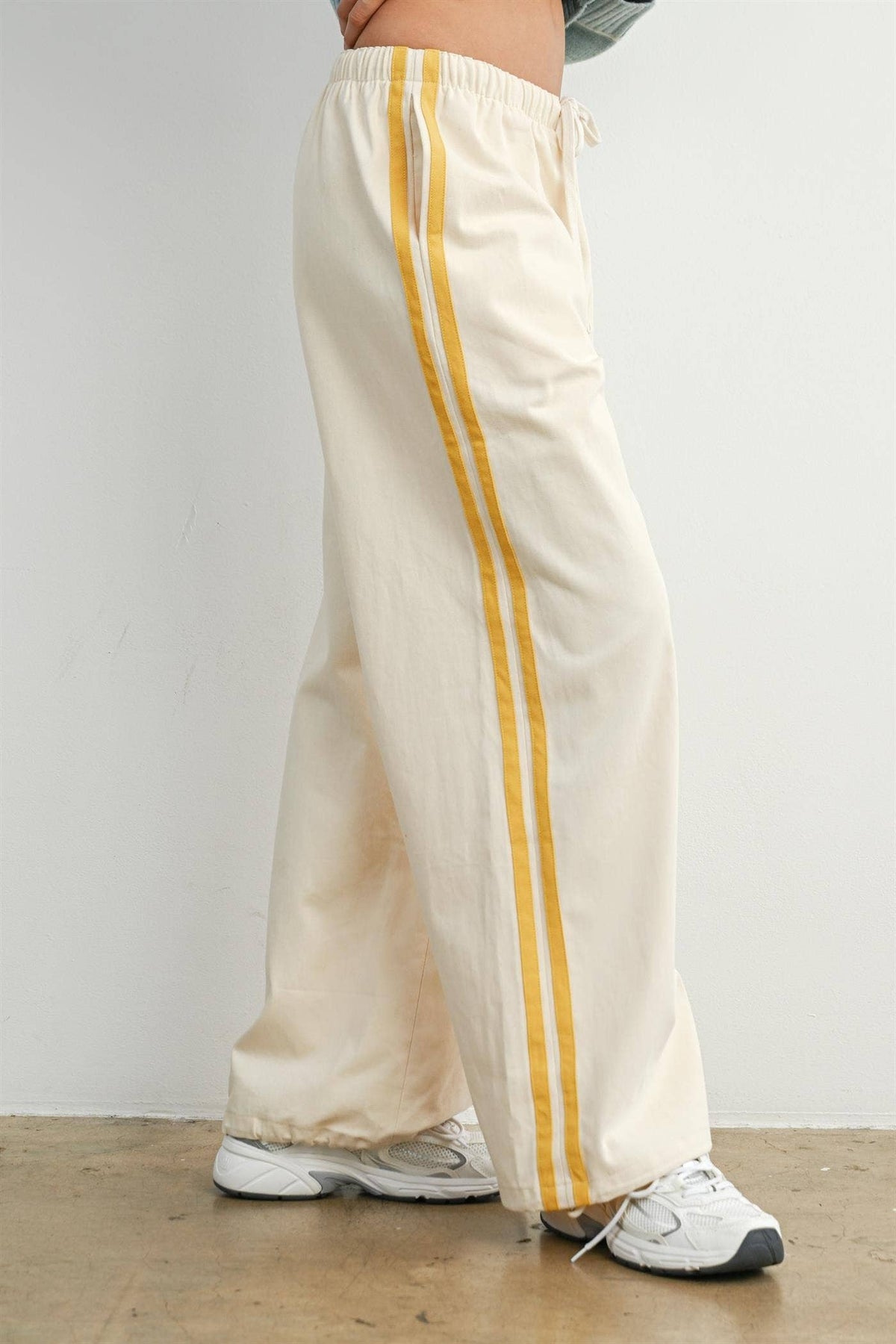 Striped Wide-Leg Drawstring