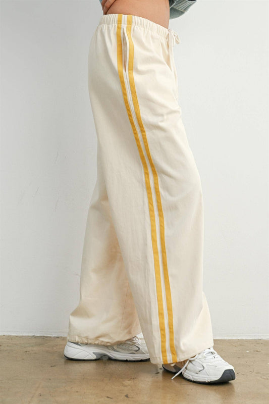 Striped Wide-Leg Drawstring