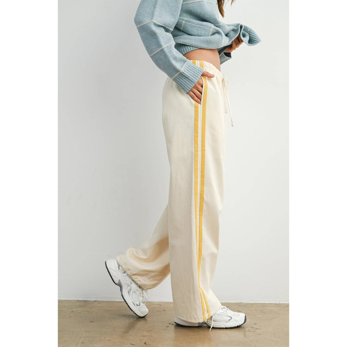 Striped Wide-Leg Drawstring