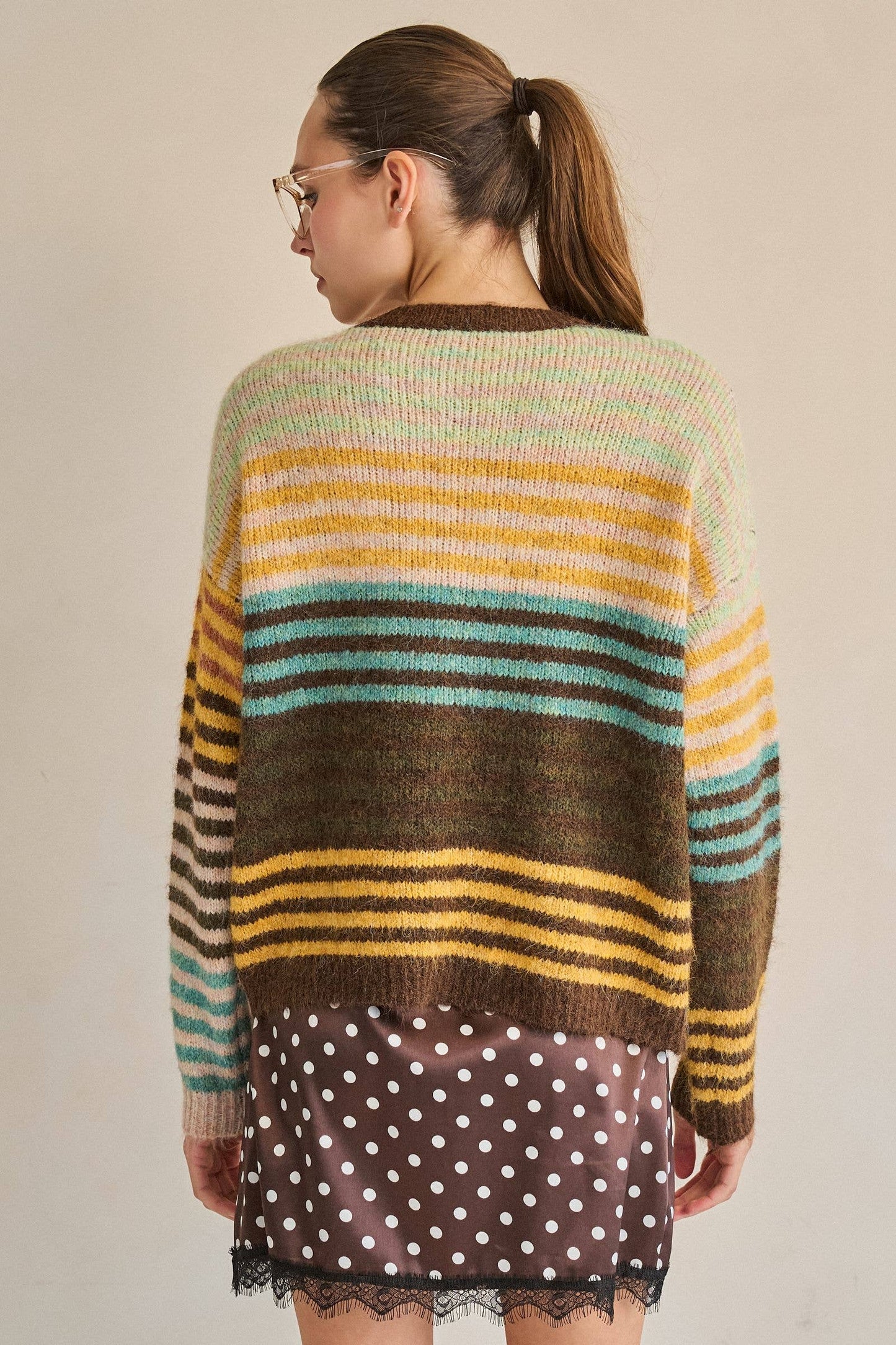 Tone and stripe cardigan