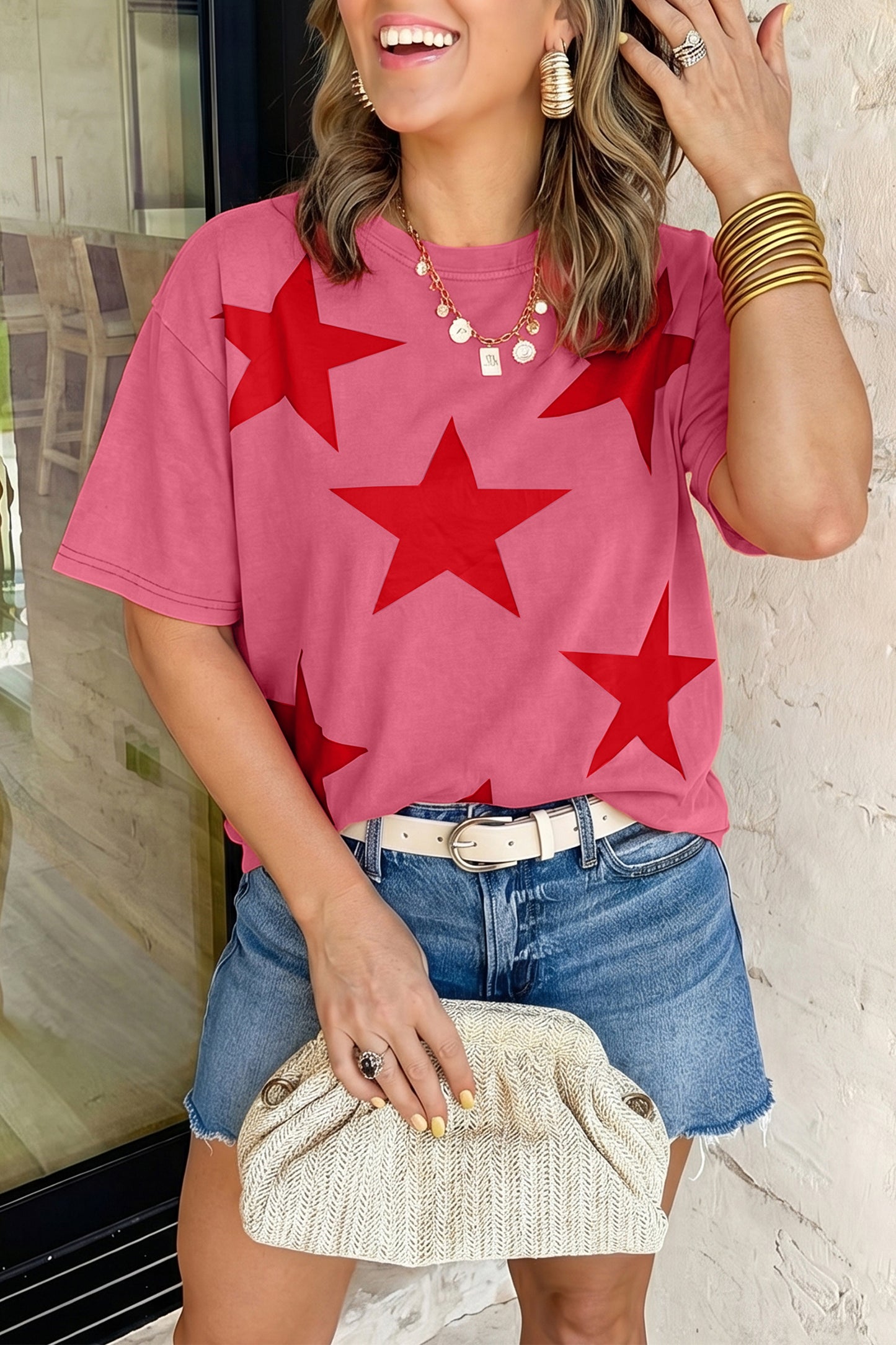 Red Independence Mineral Wash T Shirt