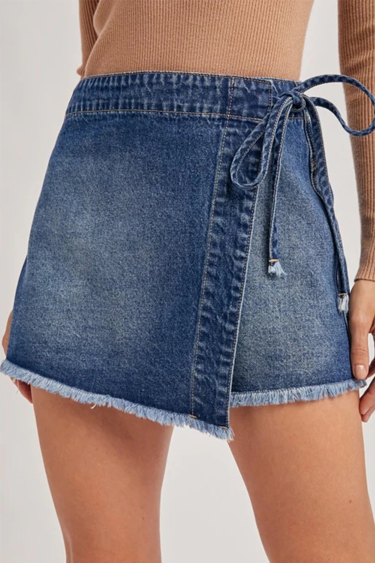 Ashleigh Blue Wrapped Tied Denim Skort