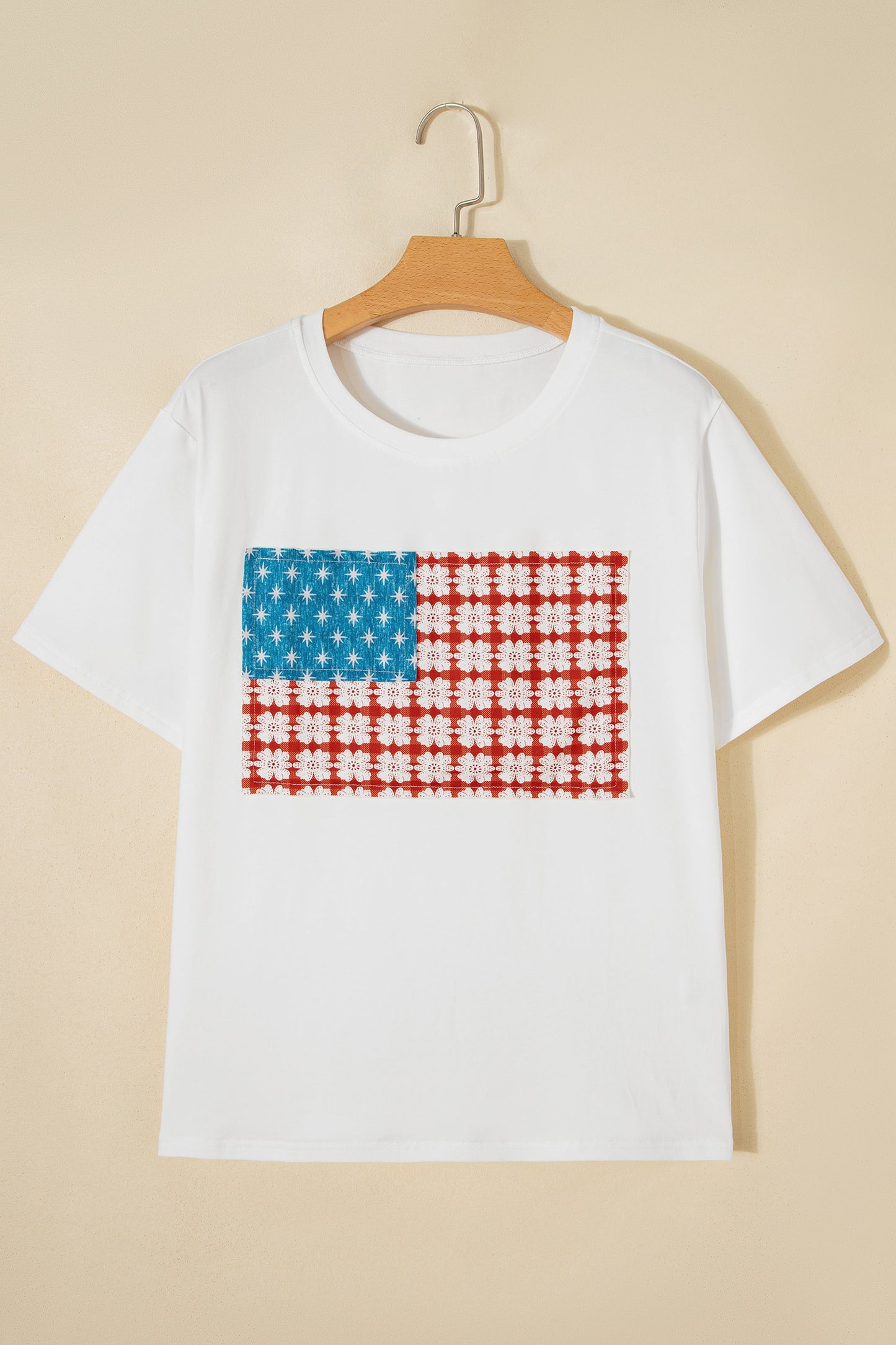 Embroidered Patch Flag T Shirt