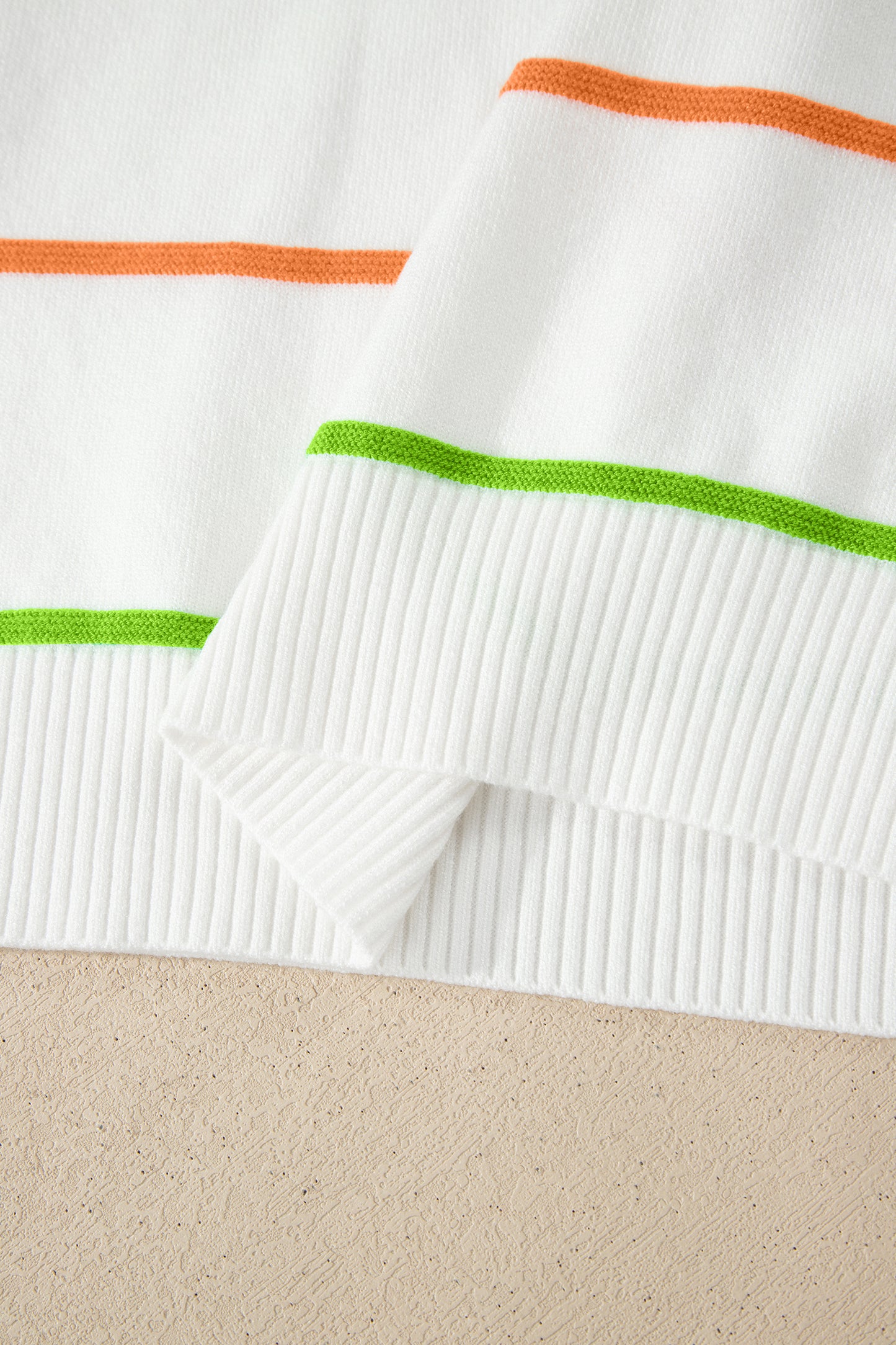 White Stripe Round Neck Knit Tank