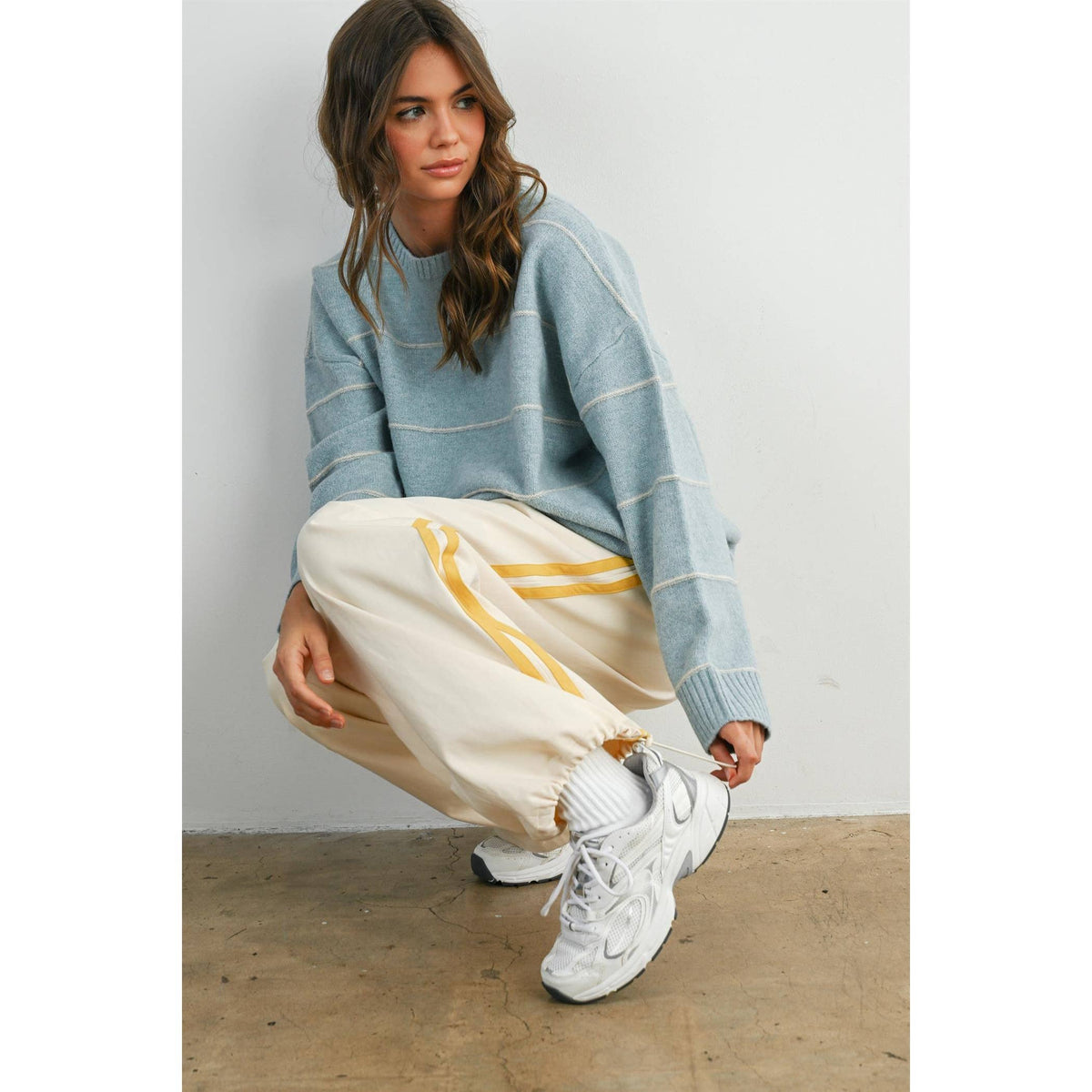 Striped Wide-Leg Drawstring