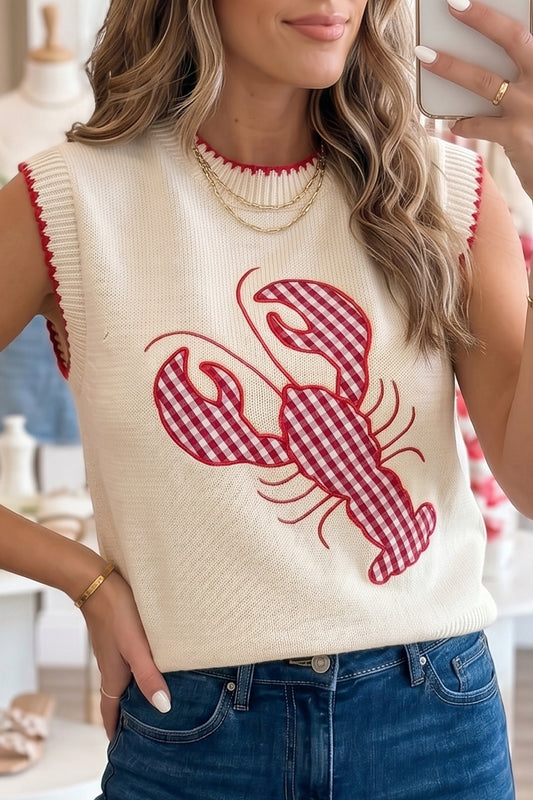 Beige Plaid Crawfish Knit