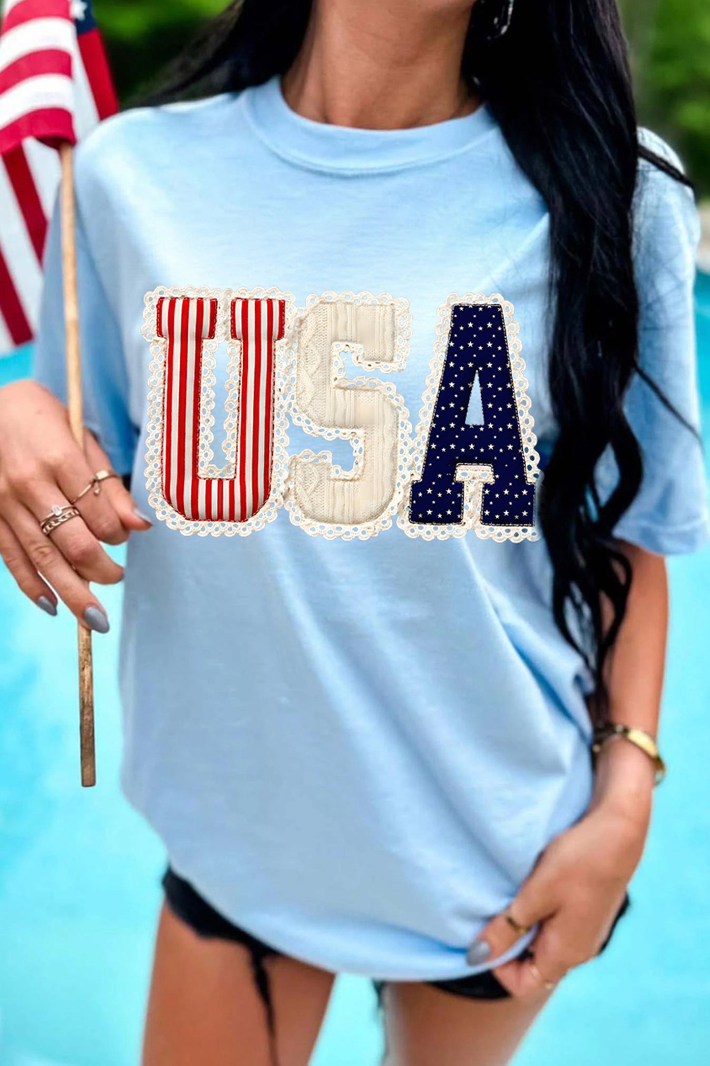 Light Blue USA Patriotic Shirt