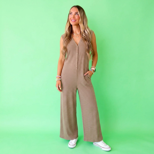 Weekend Stroll Striped Jumpsuit