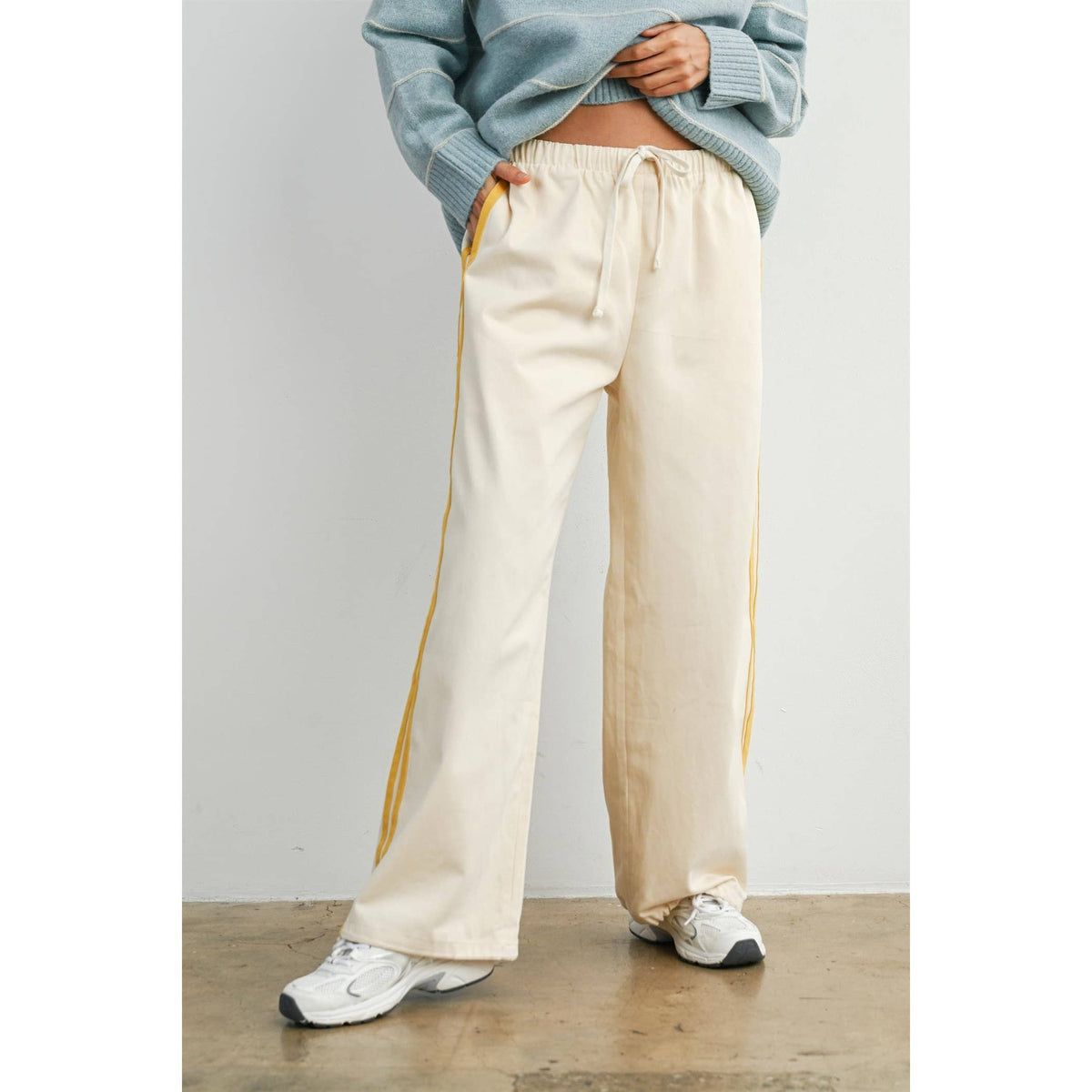 Striped Wide-Leg Drawstring