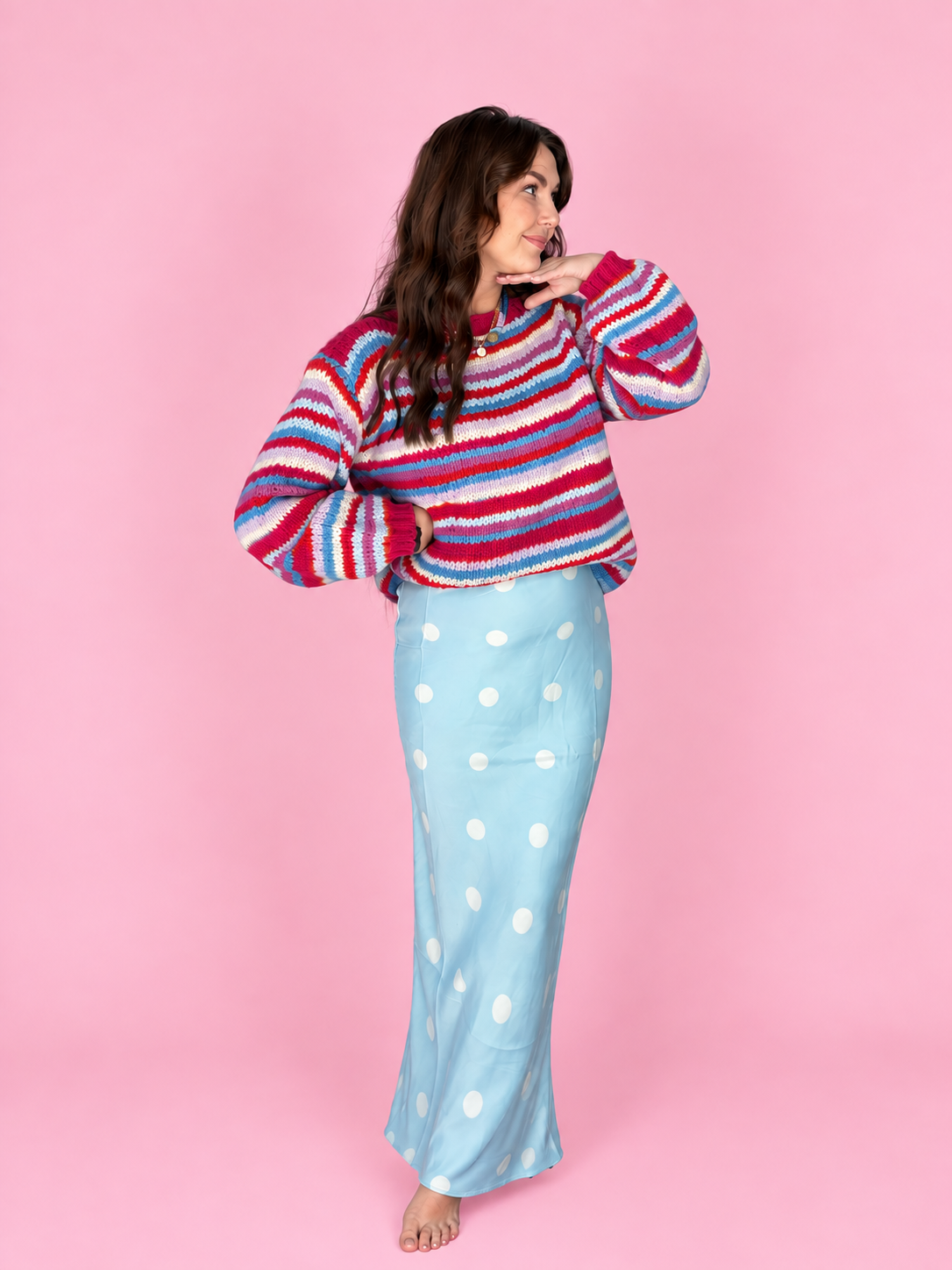 Bluebell Bliss Polka Dot Maxi Skirt