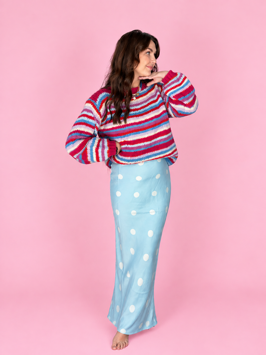 Bluebell Bliss Polka Dot Maxi Skirt