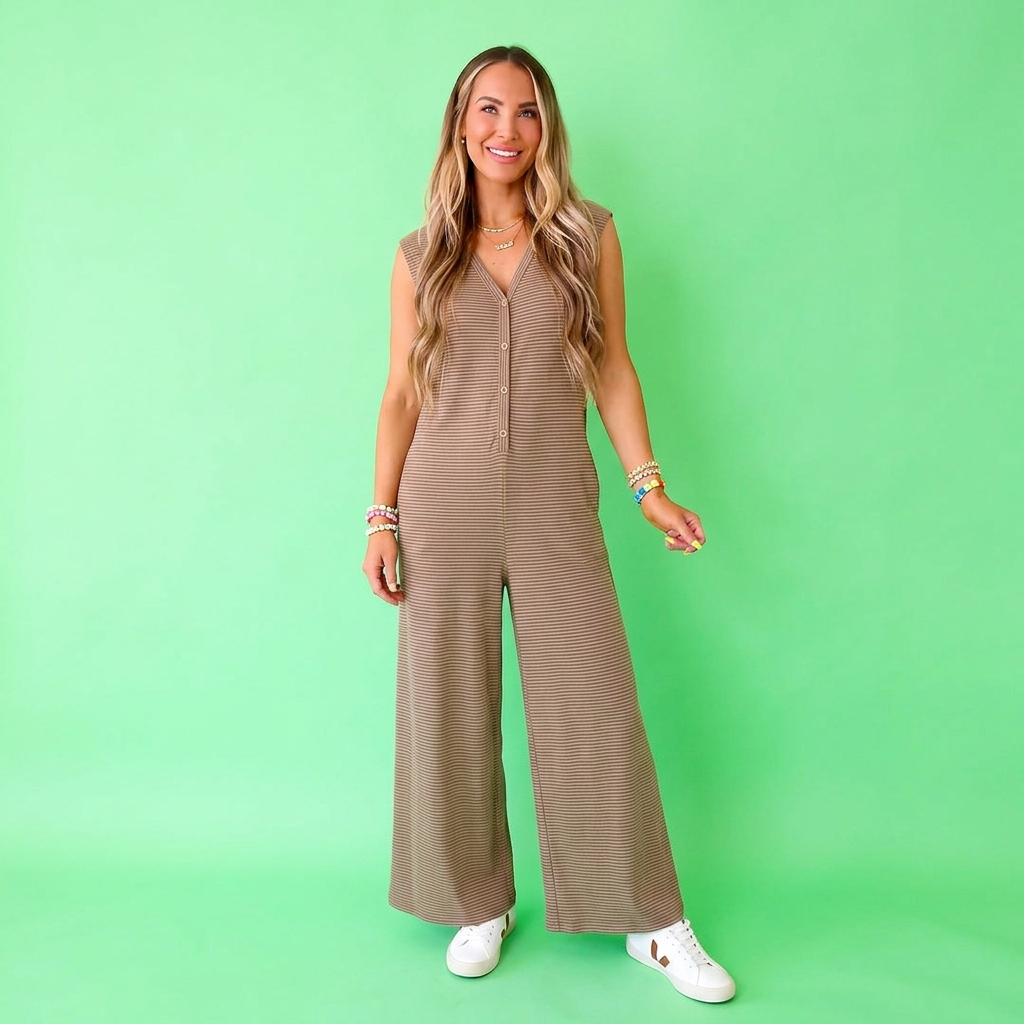 Weekend Stroll Striped Jumpsuit