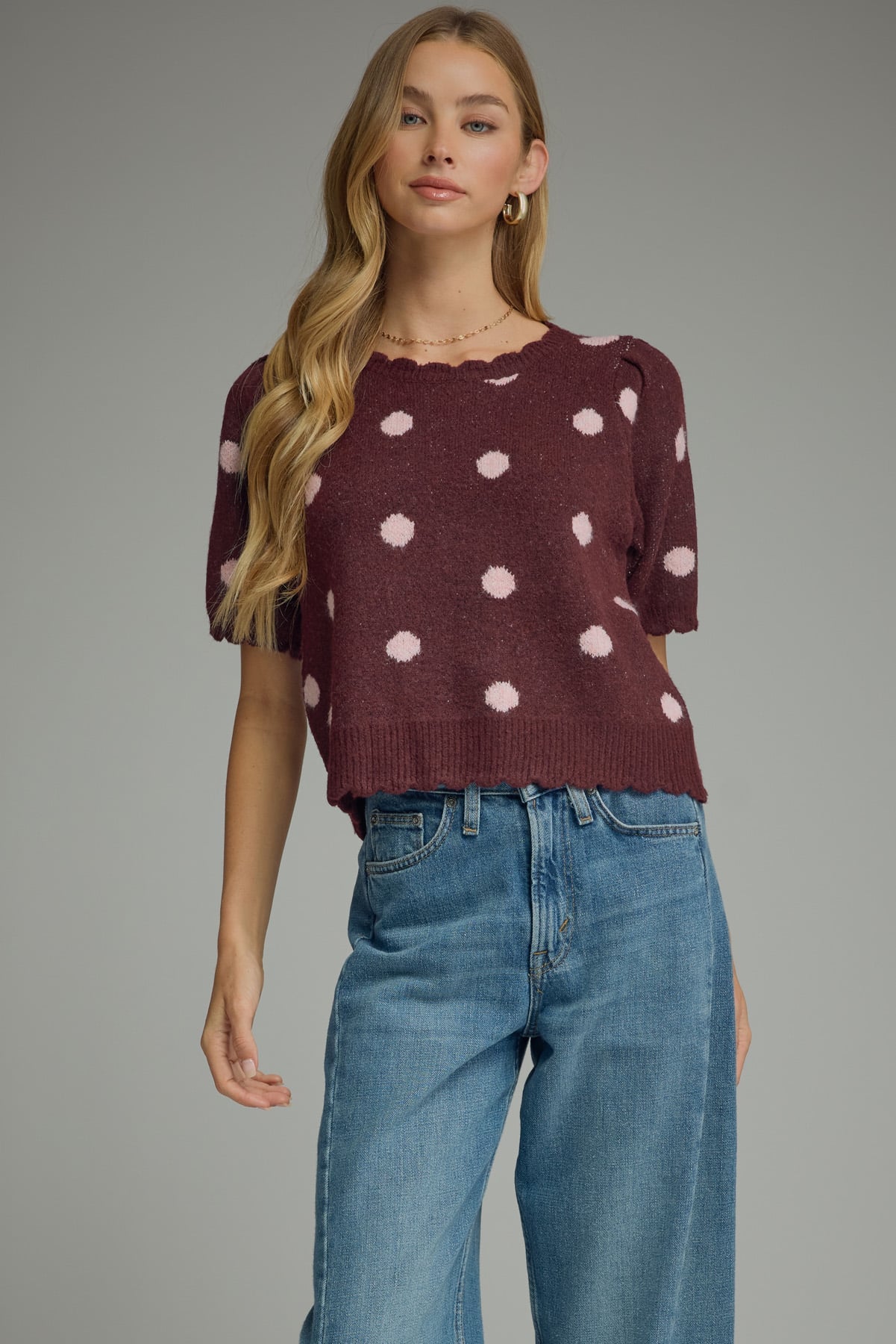 Sweet Spot Polka Dot Sweater Top